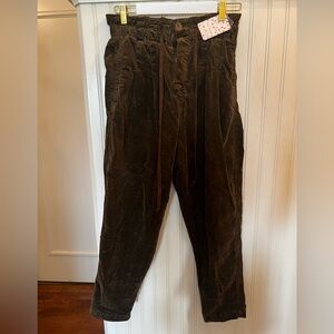 Free People Margate High Rise Corduroy Pant in Dried Rosemary